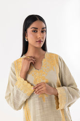 Stitched Beige Embroidered Shirt